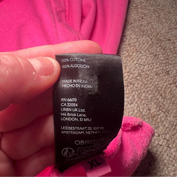 anthropologie Pilcro Warfside Hooded Sweatshirt Bright Pink Sz XL Oversized - Picture 12 of 13